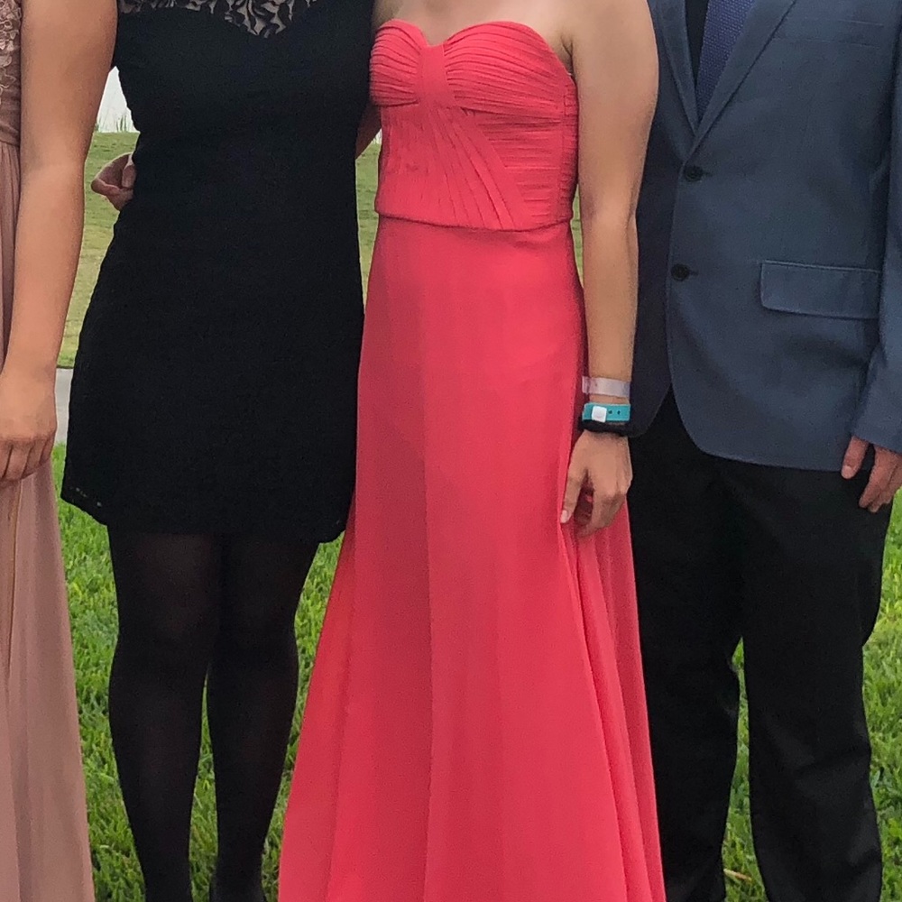 Peach Flowy Prom Dress